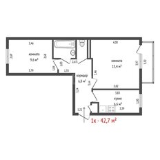 Квартира 42,7 м², 2-комнатная - изображение 2