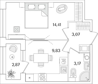 Квартира 31,9 м², 1-комнатная - изображение 1