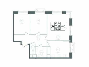 Квартира 76,3 м², 3-комнатная - изображение 1