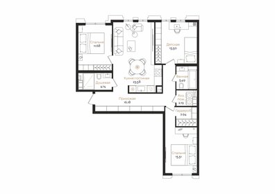 Квартира 91,2 м², 3-комнатная - изображение 1