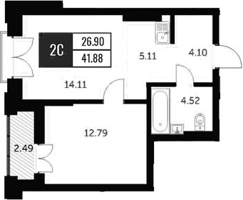 Квартира 42 м², 1-комнатная - изображение 1