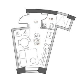 Квартира 17,7 м², студия - изображение 1