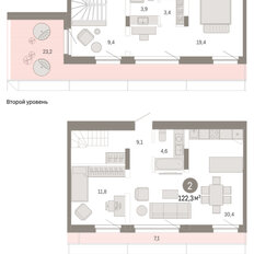Квартира 122,3 м², 2-комнатная - изображение 3