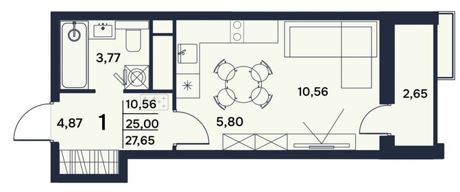 Квартира 27,9 м², студия - изображение 1