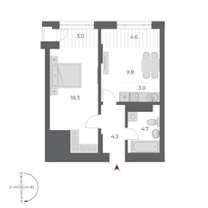 Квартира 47,6 м², 2-комнатная - изображение 2