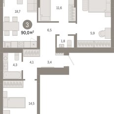Квартира 90 м², 3-комнатная - изображение 3