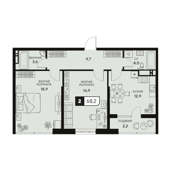 90 м², 3-комнатная квартира 18 000 000 ₽ - изображение 87