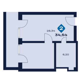 Квартира 34,5 м², 2-комнатные - изображение 2