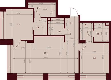 Квартира 77 м², 2-комнатная - изображение 1