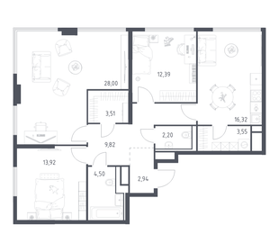 Квартира 97,2 м², 3-комнатная - изображение 1