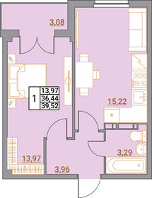 Квартира 39,5 м², 1-комнатная - изображение 1