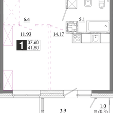 Квартира 41,8 м², 1-комнатная - изображение 3