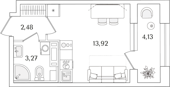 Квартира 21,7 м², студия - изображение 1