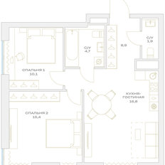 Квартира 57,8 м², 2-комнатная - изображение 2