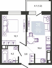 Квартира 37,8 м², 1-комнатная - изображение 1