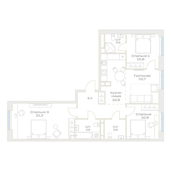 55 м², 2-комнатная квартира 5 950 000 ₽ - изображение 42