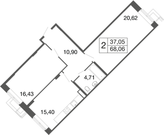 Квартира 68,1 м², 2-комнатная - изображение 1