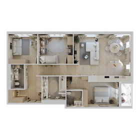 Квартира 96,5 м², 3-комнатная - изображение 2