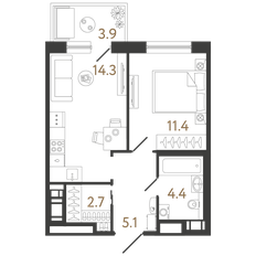 Квартира 37,9 м², 1-комнатная - изображение 2