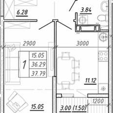 Квартира 37 м², 1-комнатная - изображение 1