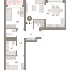 Квартира 81 м², 2-комнатная - изображение 3