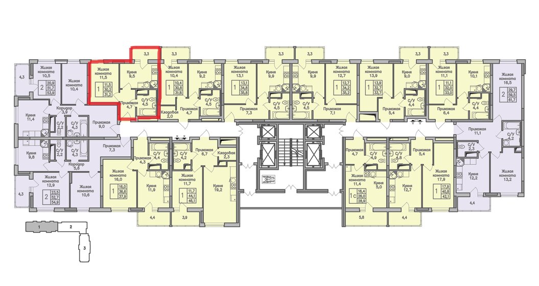 28,9 м², 1-комнатная квартира 3 300 000 ₽ - изображение 9
