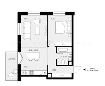 Квартира 64,8 м², 1-комнатная - изображение 1