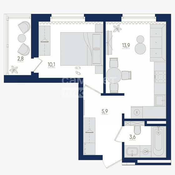 34,2 м², 1-комнатная квартира 2 950 000 ₽ - изображение 56