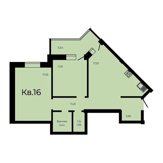 65,7 м², 2-комнатная квартира 8 534 500 ₽ - изображение 47