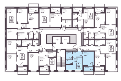 Квартира 43,7 м², 1-комнатная - изображение 2