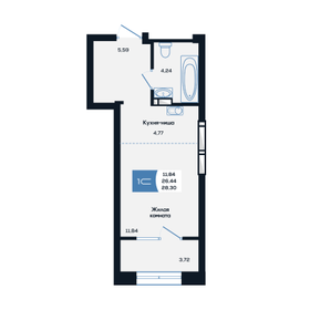 Квартира 28,3 м², студия - изображение 1
