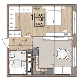 Квартира 44,9 м², 1-комнатная - изображение 1