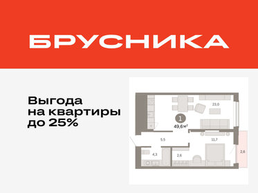 Квартира 49,6 м², 1-комнатная - изображение 1