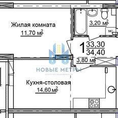 Квартира 34 м², 1-комнатная - изображение 1