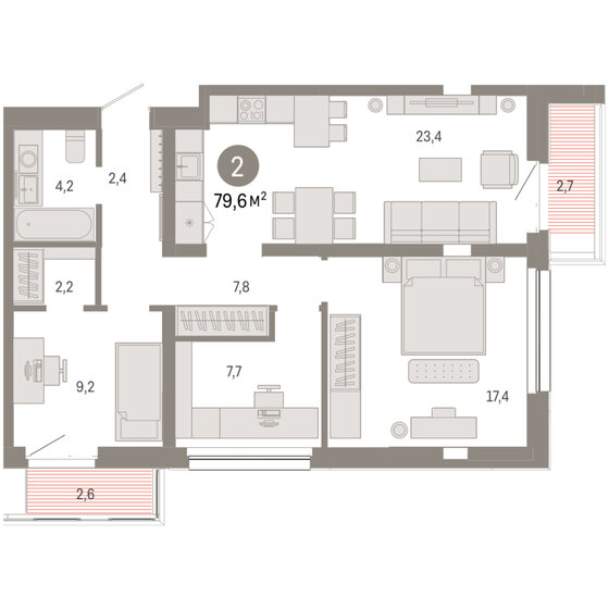 36,8 м², 1-комнатная квартира 4 350 000 ₽ - изображение 108