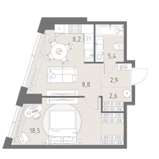 Квартира 46,4 м², 2-комнатная - изображение 3