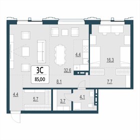 Квартира 85 м², 3-комнатная - изображение 1