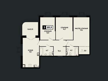 Квартира 89,9 м², 3-комнатная - изображение 1