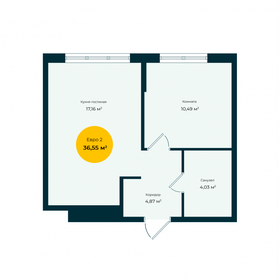 Квартира 36,6 м², 2-комнатная - изображение 1