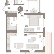 Квартира 67,1 м², 2-комнатная - изображение 3
