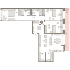 Квартира 136,8 м², 3-комнатная - изображение 3