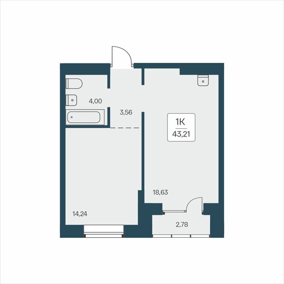 39,7 м², 1-комнатная квартира 9 990 000 ₽ - изображение 45