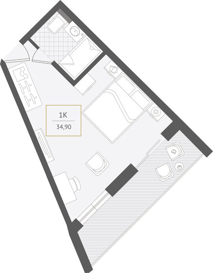 31,3 м², апартаменты-студия 45 941 000 ₽ - изображение 3