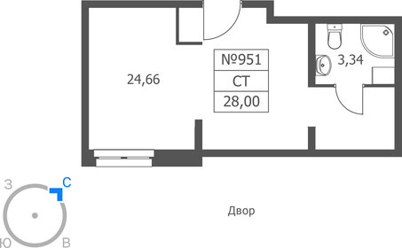 Квартира 28 м², студия - изображение 1