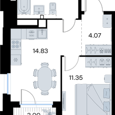 Квартира 38,7 м², 1-комнатная - изображение 3