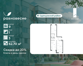 Квартира 62,7 м², 3-комнатная - изображение 1