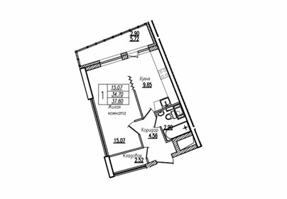 Квартира 37,6 м², 1-комнатная - изображение 1