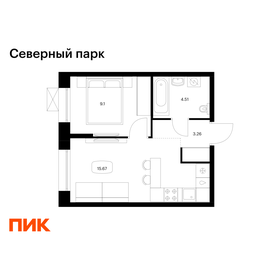 Квартира 32,5 м², 1-комнатная - изображение 1