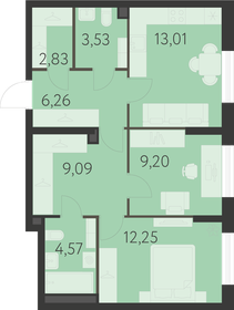 Квартира 59,2 м², 1-комнатная - изображение 1