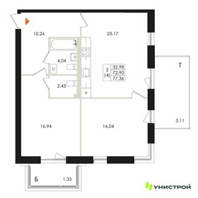 Квартира 77,4 м², 2-комнатная - изображение 1